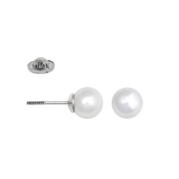 PENDIENTES PERLA SHELL PLATA 1ª LEY 4 MM
