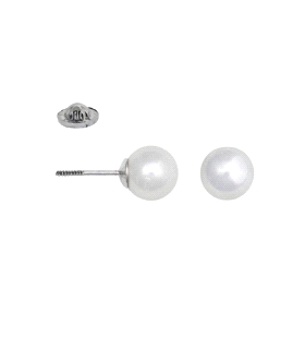 PENDIENTES PERLA SHELL PLATA 1ª LEY 5 MM