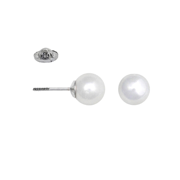 PENDIENTES PERLA SHELL PLATA 1ª LEY 5 MM