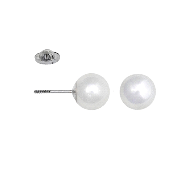 PENDIENTES PERLA SHELL PLATA 1ª LEY 6 MM