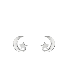 PENDIENTE LUNA  ESTRELLA PLATA 1ª LEY