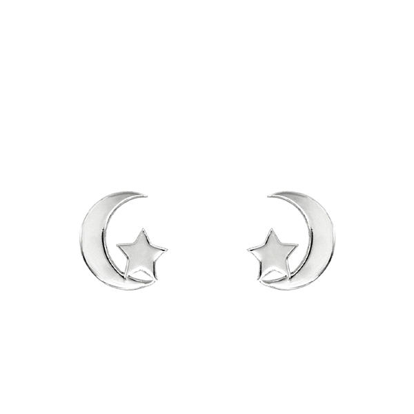 PENDIENTE LUNA  ESTRELLA PLATA 1ª LEY