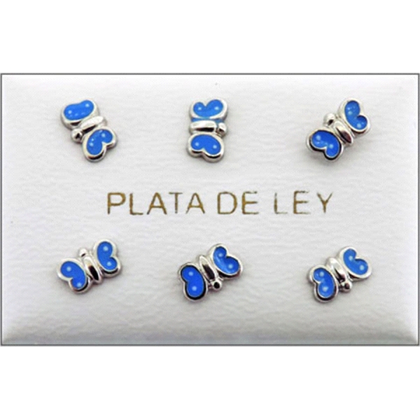 PENDIENTE MARIPOSA PLATA 1ª LEY 4 X 7 MM
