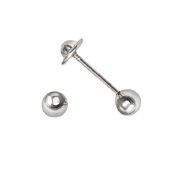 PENDIENTE UNISEX BOLA PLATA 1ªLEY 4 MM