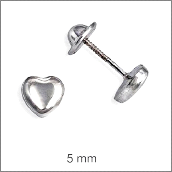 PENDIENTES CORAZON PLATA 1ª LEY 5,5X5,5M
