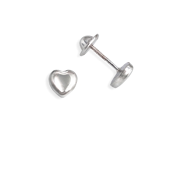 PENDIENTE CORAZON PLATA 1ª LEY 6 X 6 MM.