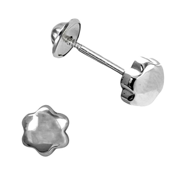 PENDIENTE FLOR PLATA 1ª LEY TUERCA