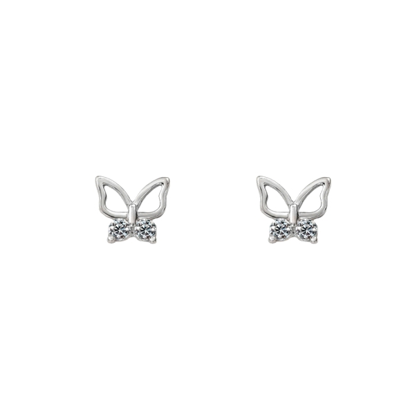 PENDIENTE MARIPOSA PLATA 1ª LEY 6.50 X 6