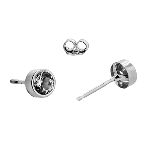 PENDIENTE CHATON UNISEX PLATA 1ª LEY 6 M