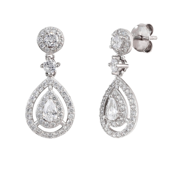 PENDIENTE NOVIA PLATA 1ª LEY 25 X 11 MM