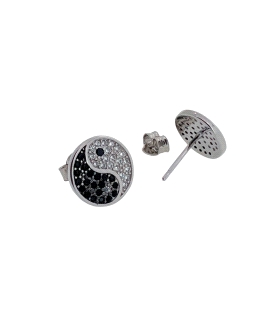 PENDIENTE YIN Y YANG PLATA 1ª LEY 10 MM