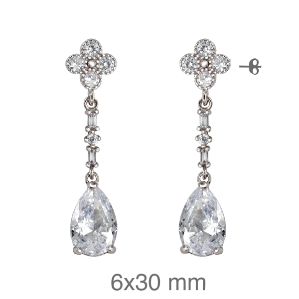 PENDIENTE NOVIA PLATA 1ª LEY 35 X 11 MM