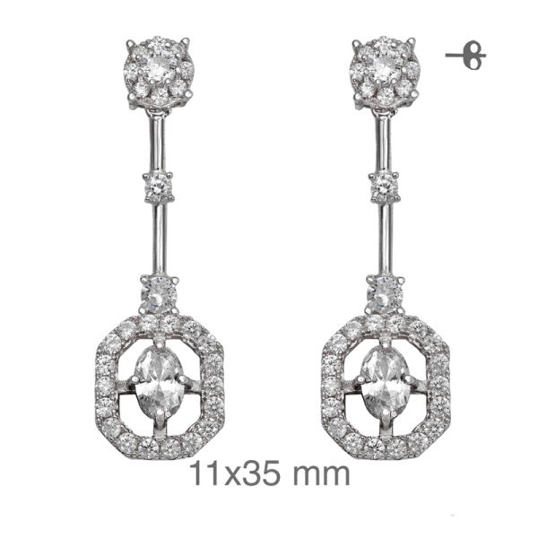 PENDIENTE NOVIA PLATA 1ª LEY 35 X 11 MM