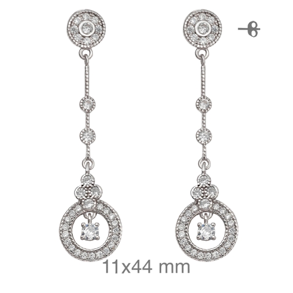 PENDIENTE NOVIA PLATA 1ª LEY 44 X 11 MM