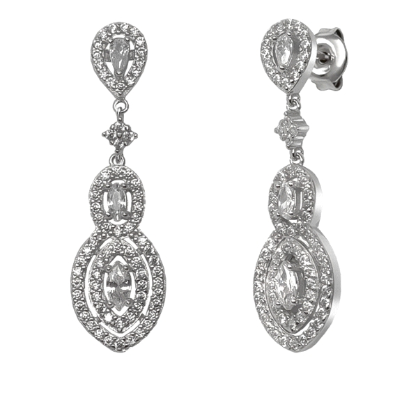 PENDIENTE NOVIA PLATA 1ª LEY 35 X 10 MM