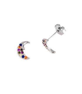 PENDIENTE LUNA PLATA 1ª LEY 8 X 6 MM