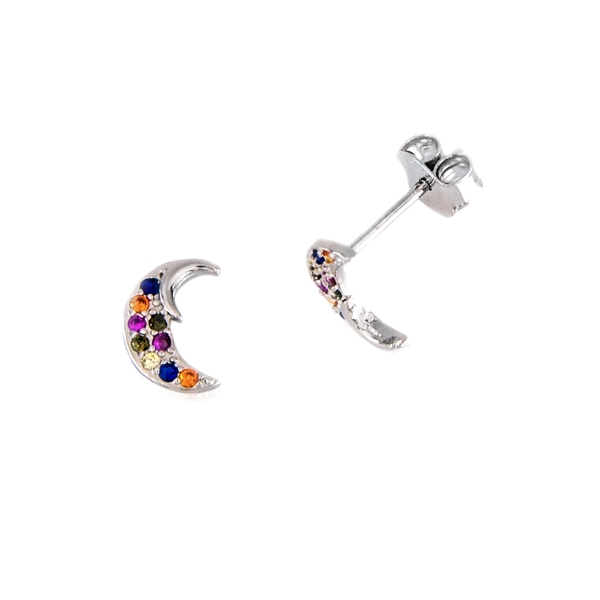 PENDIENTE LUNA PLATA 1ª LEY 8 X 6 MM