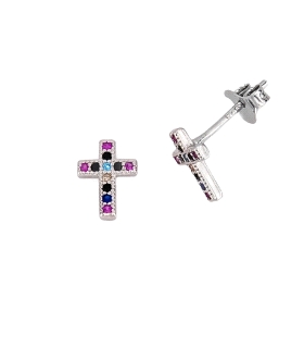 PENDIENTE CRUZ PLATA 1ª LEY 9 X 6.50 MM