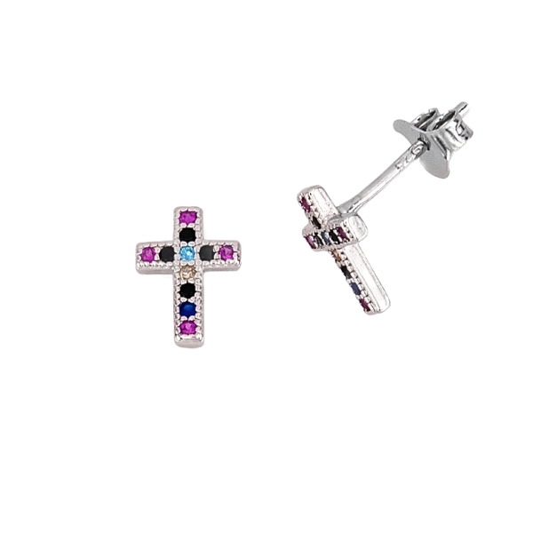 PENDIENTE CRUZ PLATA 1ª LEY 9 X 6.50 MM