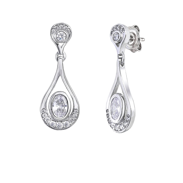 PENDIENTES BODA PLATA 1ª LEY 26 X 10 MM