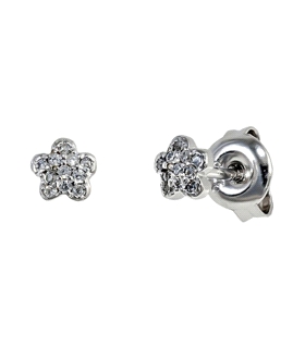 PENDIENTE FLOR PLATA 1ª LEY 5 MM ZIR.