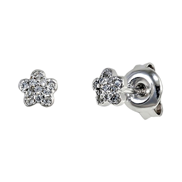 PENDIENTE FLOR PLATA 1ª LEY 5 MM ZIR.