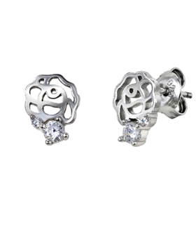 PENDIENTE FLOR ZIRCONITA PLATA 1ª LEY