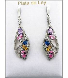 PENDIENTE MODA PLATA 1ª LEY ZIRCONITAS