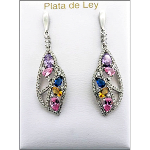 PENDIENTE MODA PLATA 1ª LEY ZIRCONITAS
