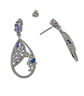 PENDIENTE MODA PLATA 1ª LEY ZIRCONITAS