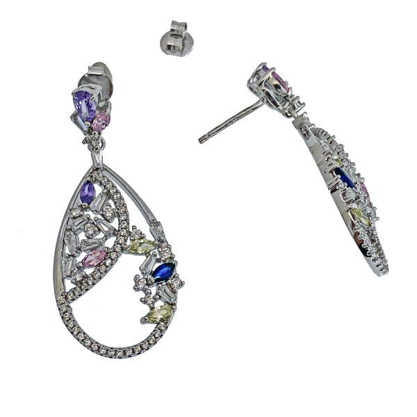 PENDIENTE MODA PLATA 1ª LEY ZIRCONITAS