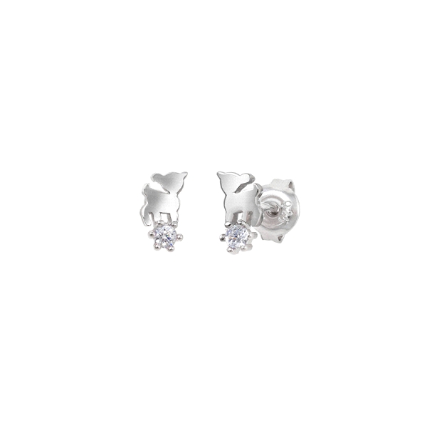 PENDIENTE BAMBI PLATA 1ª LEY ZIRCONITAS