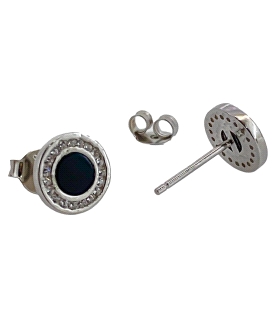 PENDIENTE ONIX PLATA 1ª LEY RODIADA 9 MM