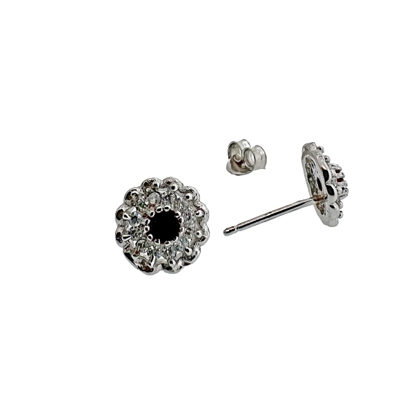 PENDIENTE ROSETA ZIRCONITA PLATA 925 MIL.
