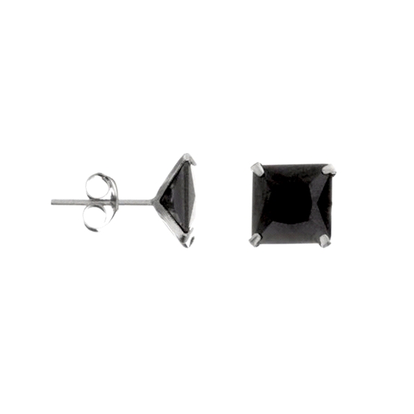 PENDIENTE UNISEX PLATA 1ª LEY 8 X 8 MM.