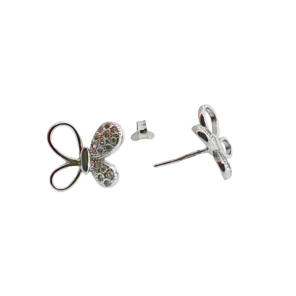 PENDIENTE MARIPOSA ZIRCONI PLATA 925 MIL.