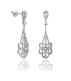 PENDIENTE LARGOS ZIRCONITA PLATA 925 MIL.