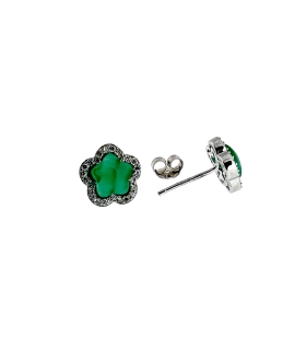 PENDIENTE FLOR ZIRCONITA PLATA 925 MIL.