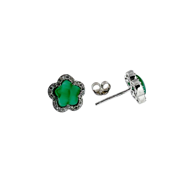 PENDIENTE FLOR ZIRCONITA PLATA 925 MIL.