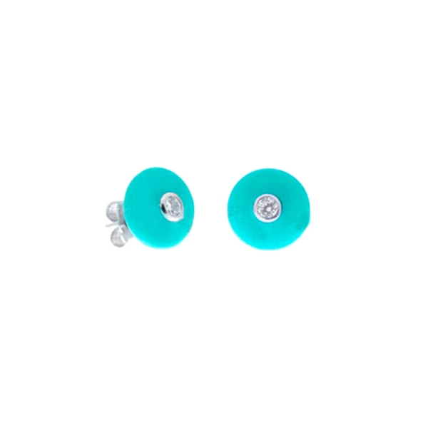 PENDIENTES TURQUESA PLATA 1ª LEY 11.50MM