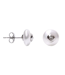 PENDIENTE PERLA COIN PLATA 1ª LEY 12 MM