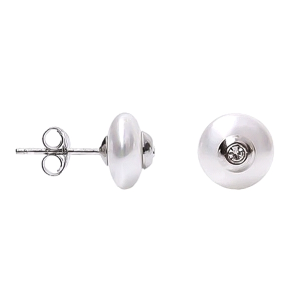 PENDIENTE PERLA COIN PLATA 1ª LEY 12 MM