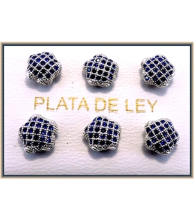 PEND. PRES. M/E AZUL FLOR PLATA 925 MIL.