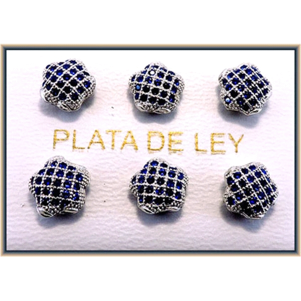 PEND. PRES. M/E AZUL FLOR PLATA 925 MIL.