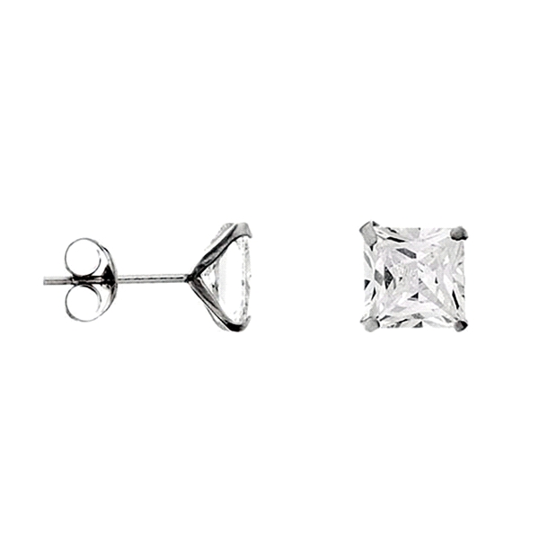 PENDIENTE UNISEX PLATA 1ª LEY 8 X 8 MM