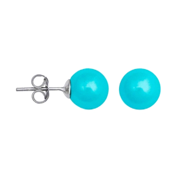 PENDIENTE TURQUESA PLATA 1ª LEY 8 MM