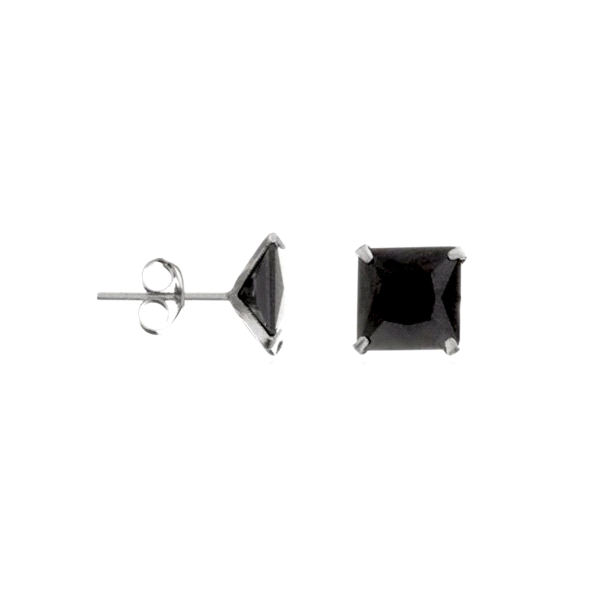 PENDIENTE UNISEX PLATA 1ª LEY 7 X 7 MM.