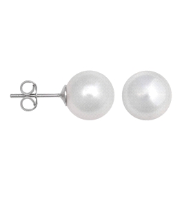 PENDIENTES PERLA SHELL PLATA 1ª LEY 10 M