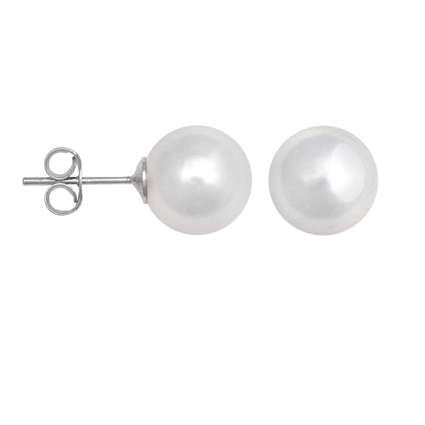 PENDIENTES PERLA SHELL PLATA 1ª LEY 10 M