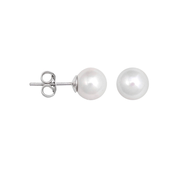 PENDIENTES PERLA SHELL PLATA 1ª LEY 7 MM